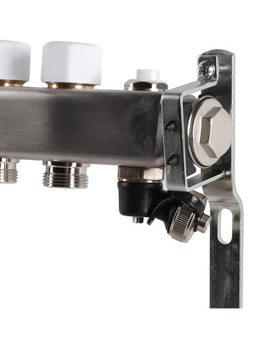 Коллектор ROMMER из нержавеющей стали с расходомерами 5 вых. с воздухоотводчиком и сливом