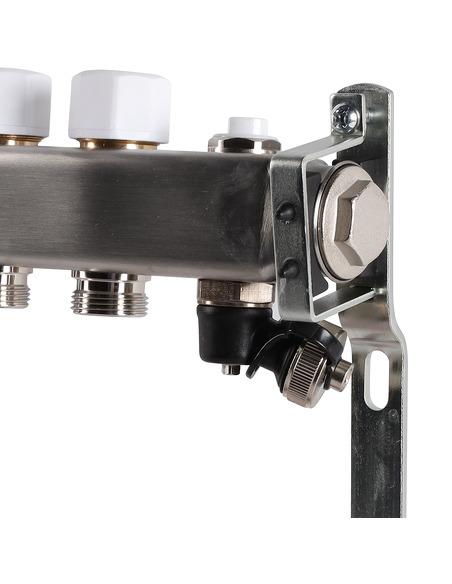 Коллектор ROMMER из нержавеющей стали с расходомерами 5 вых. с воздухоотводчиком и сливом