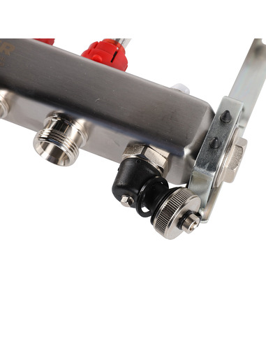 Коллектор ROMMER из нержавеющей стали с расходомерами 5 вых. с воздухоотводчиком и сливом