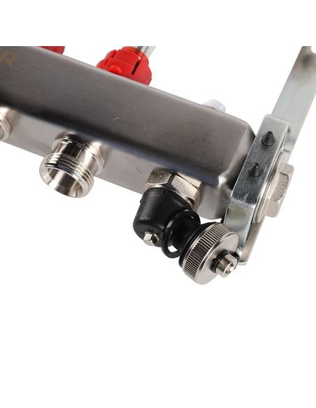 Коллектор ROMMER из нержавеющей стали с расходомерами 5 вых. с воздухоотводчиком и сливом