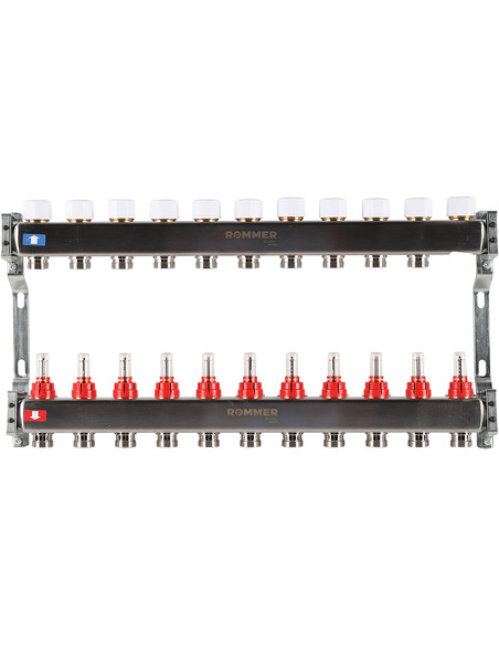 Коллектор ROMMER из нержавеющей стали с расходомерами 11 вых.