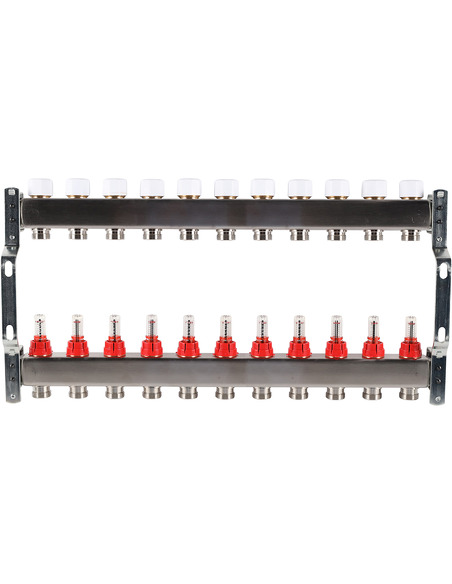 Коллектор ROMMER из нержавеющей стали с расходомерами 11 вых.