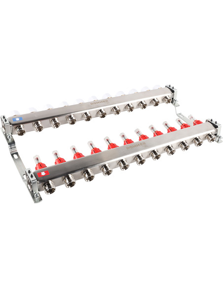 Коллектор ROMMER из нержавеющей стали с расходомерами 11 вых.