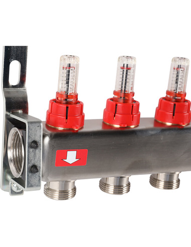 Коллектор ROMMER из нержавеющей стали с расходомерами 11 вых.