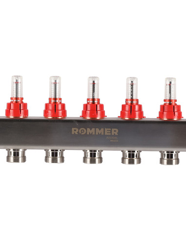 Коллектор ROMMER из нержавеющей стали с расходомерами 11 вых.