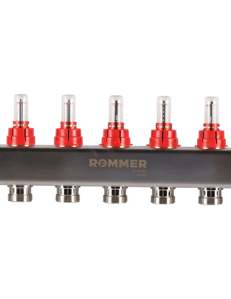 Коллектор ROMMER из нержавеющей стали с расходомерами 11 вых.