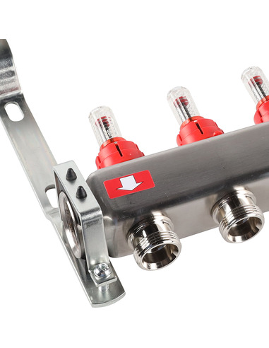Коллектор ROMMER из нержавеющей стали с расходомерами 11 вых.