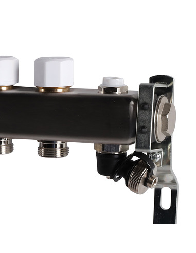 Коллектор ROMMER из нержавеющей стали с расходомерами 9 вых. с воздухоотводчиком и сливом