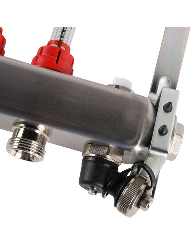 Коллектор ROMMER из нержавеющей стали с расходомерами 9 вых. с воздухоотводчиком и сливом