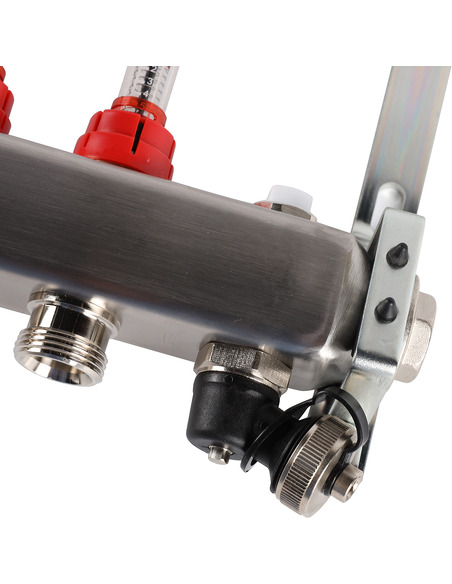 Коллектор ROMMER из нержавеющей стали с расходомерами 9 вых. с воздухоотводчиком и сливом