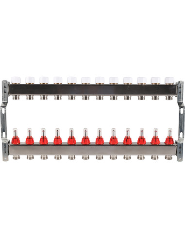 Коллектор ROMMER из нержавеющей стали с расходомерами 12 вых.