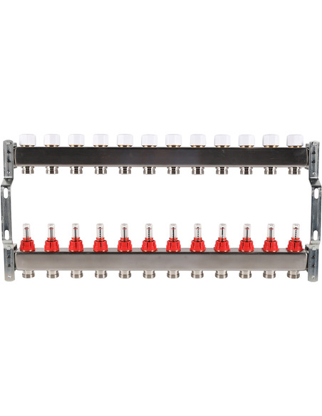 Коллектор ROMMER из нержавеющей стали с расходомерами 12 вых.