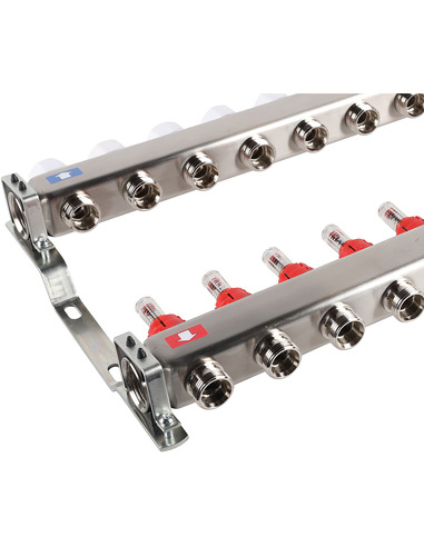 Коллектор ROMMER из нержавеющей стали с расходомерами 12 вых.