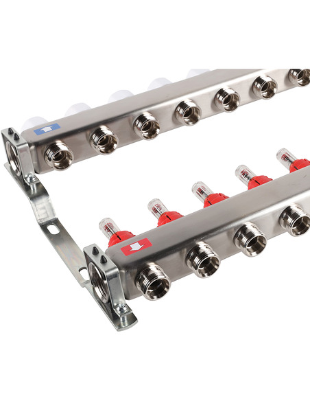 Коллектор ROMMER из нержавеющей стали с расходомерами 12 вых.