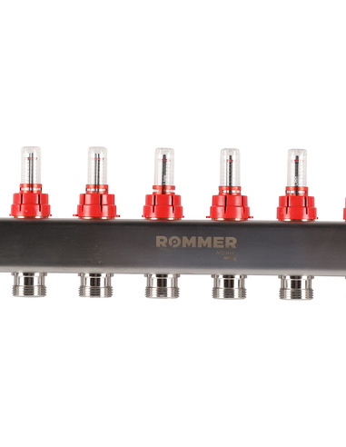 Коллектор ROMMER из нержавеющей стали с расходомерами 12 вых.