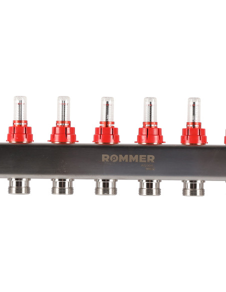 Коллектор ROMMER из нержавеющей стали с расходомерами 12 вых.