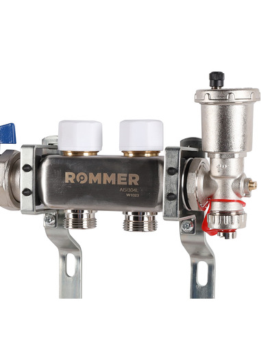 Коллектор ROMMER из нержавеющей стали в сборе с расходомерами 2 вых.