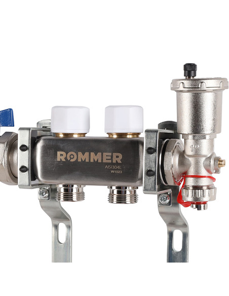 Коллектор ROMMER из нержавеющей стали в сборе с расходомерами 2 вых.
