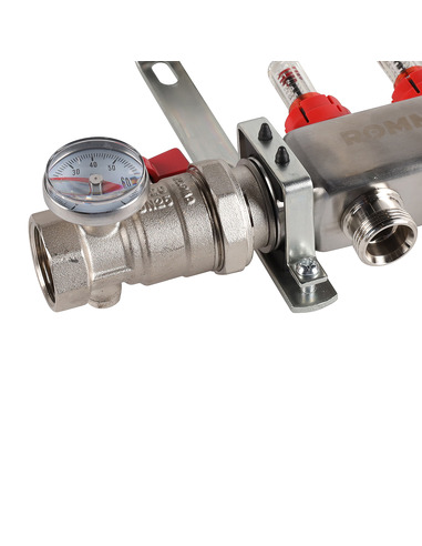 Коллектор ROMMER из нержавеющей стали в сборе с расходомерами 2 вых.