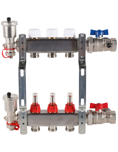 Коллектор ROMMER из нержавеющей стали в сборе с расходомерами 3 вых.