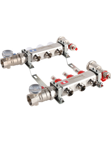 Коллектор ROMMER из нержавеющей стали в сборе с расходомерами 3 вых.