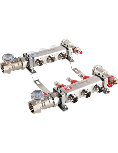 Коллектор ROMMER из нержавеющей стали в сборе с расходомерами 3 вых.