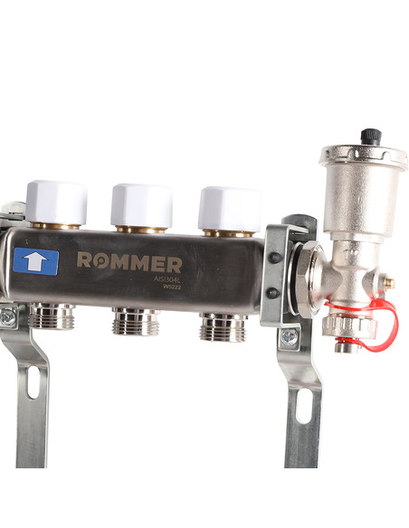 Коллектор ROMMER из нержавеющей стали в сборе с расходомерами 3 вых.