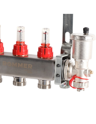 Коллектор ROMMER из нержавеющей стали в сборе с расходомерами 3 вых.
