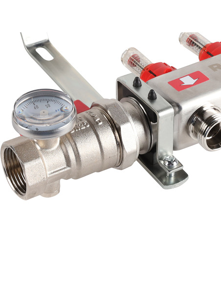 Коллектор ROMMER из нержавеющей стали в сборе с расходомерами 3 вых.