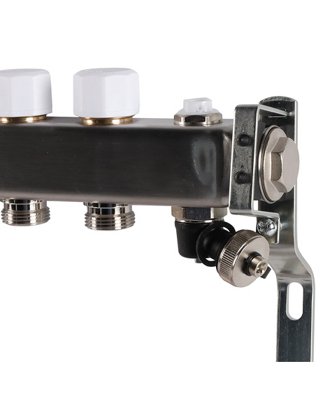 Коллектор ROMMER из нержавеющей стали с расходомерами 8 вых. с воздухоотводчиком и сливом