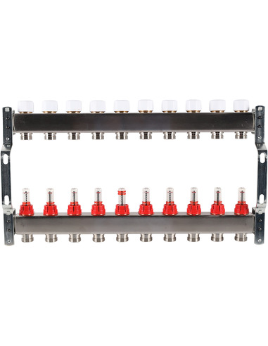 Коллектор ROMMER из нержавеющей стали с расходомерами 10 вых.