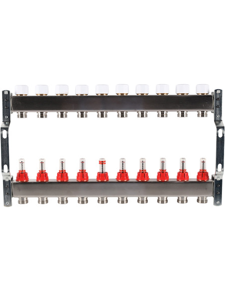Коллектор ROMMER из нержавеющей стали с расходомерами 10 вых.