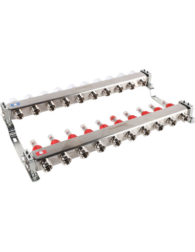 Коллектор ROMMER из нержавеющей стали с расходомерами 10 вых.