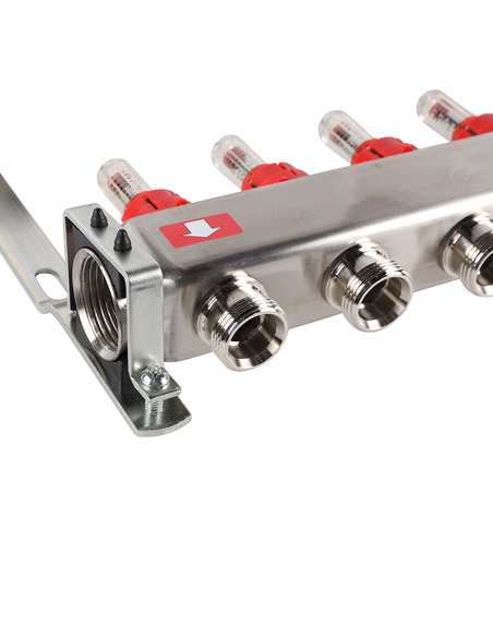Коллектор ROMMER из нержавеющей стали с расходомерами 10 вых.
