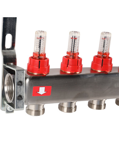 Коллектор ROMMER из нержавеющей стали с расходомерами 10 вых.