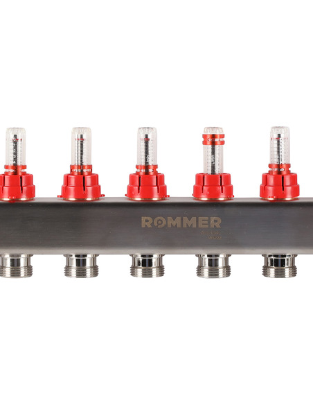 Коллектор ROMMER из нержавеющей стали с расходомерами 10 вых.