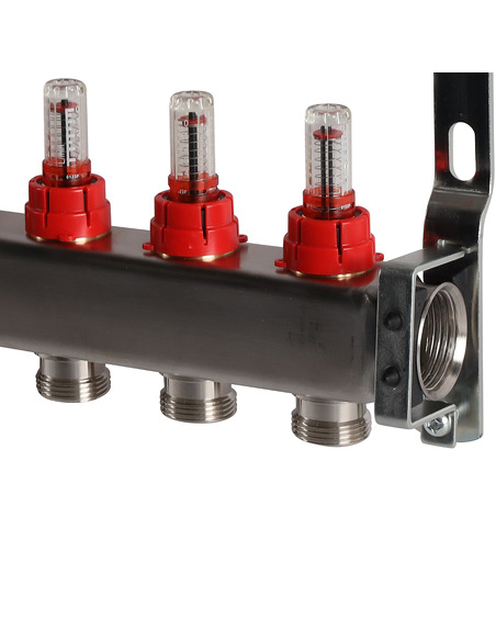 Коллектор ROMMER из нержавеющей стали с расходомерами 10 вых.
