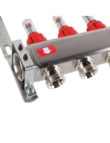 Коллектор ROMMER из нержавеющей стали с расходомерами 6 вых.
