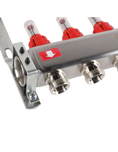 Коллектор ROMMER из нержавеющей стали с расходомерами 6 вых.