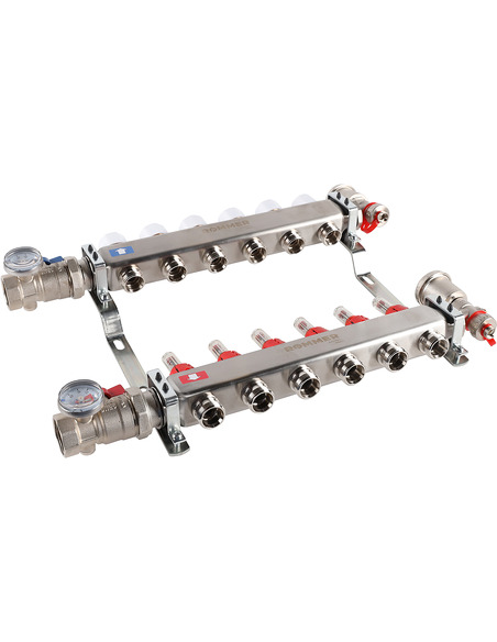 Коллектор ROMMER из нержавеющей стали в сборе с расходомерами 6 вых.