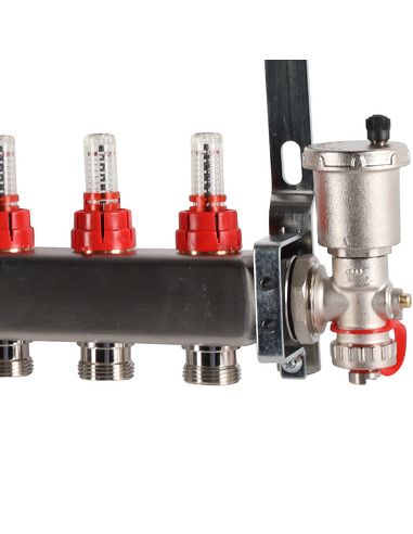 Коллектор ROMMER из нержавеющей стали в сборе с расходомерами 6 вых.