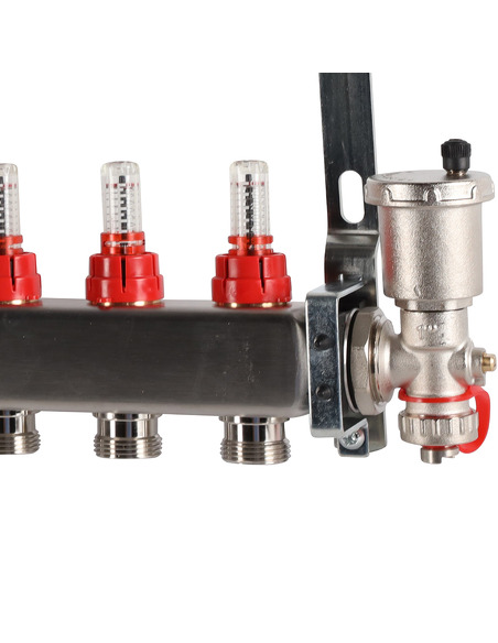 Коллектор ROMMER из нержавеющей стали в сборе с расходомерами 6 вых.