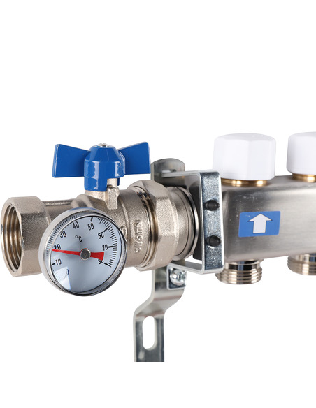 Коллектор ROMMER из нержавеющей стали в сборе с расходомерами 6 вых.