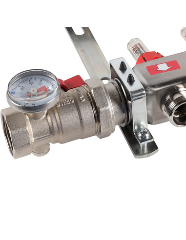 Коллектор ROMMER из нержавеющей стали в сборе с расходомерами 6 вых.