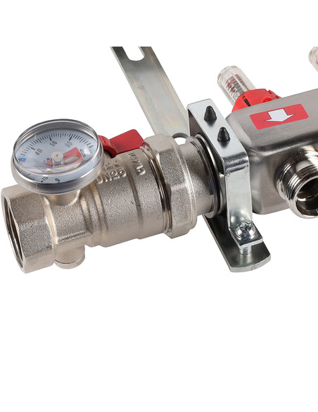 Коллектор ROMMER из нержавеющей стали в сборе с расходомерами 6 вых.