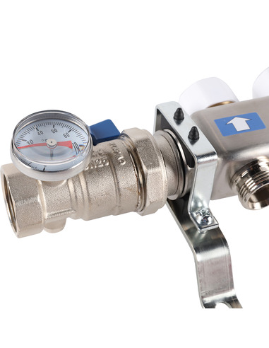 Коллектор ROMMER из нержавеющей стали в сборе с расходомерами 6 вых.