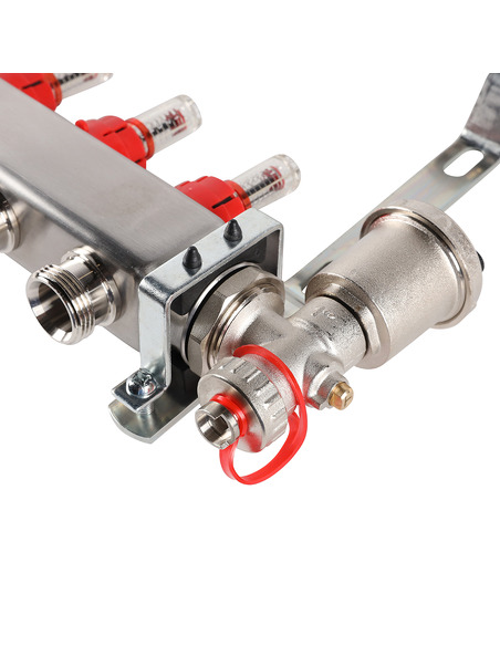 Коллектор ROMMER из нержавеющей стали в сборе с расходомерами 6 вых.