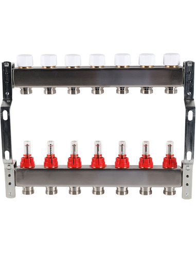 Коллектор ROMMER из нержавеющей стали с расходомерами 7 вых.