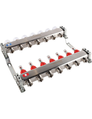 Коллектор ROMMER из нержавеющей стали с расходомерами 7 вых.