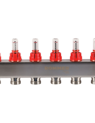 Коллектор ROMMER из нержавеющей стали с расходомерами 7 вых.